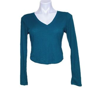 Teal Long Sleeve V-Neck Women's Top